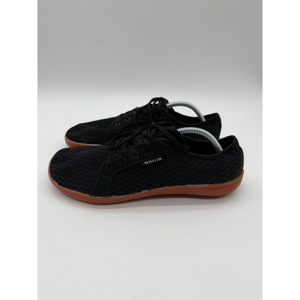WHITIN Mens Minimalist Barefoot Shoes Black Mesh Wide Toe Box Gum Sole Sneakers